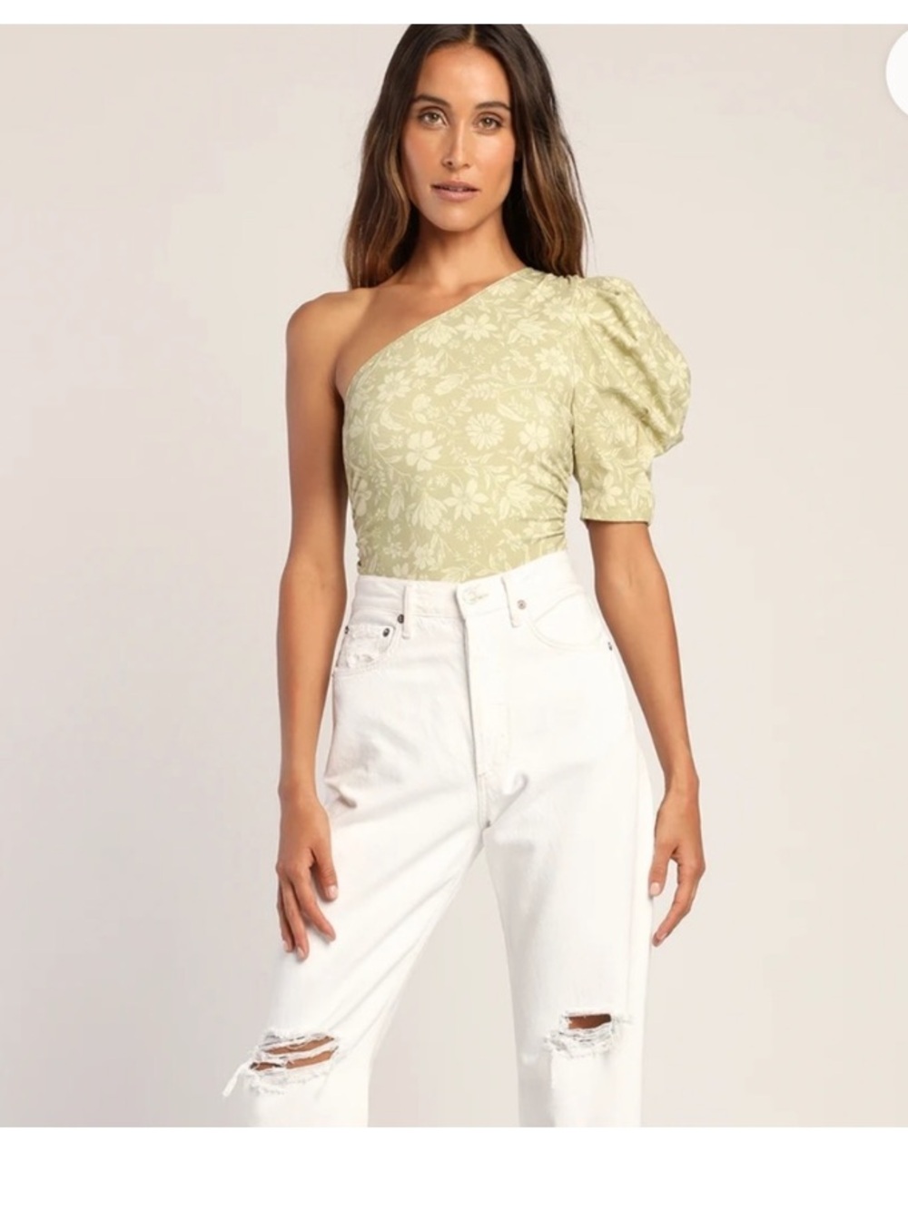 Free People NWT Something Bout You One Shoulder Bodysuit Sage Green
